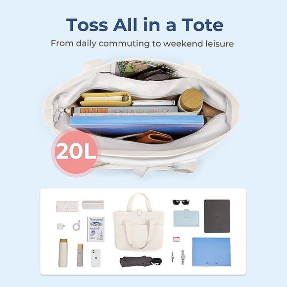 Tote Bag for Women, Beige - Picture 4 of 6